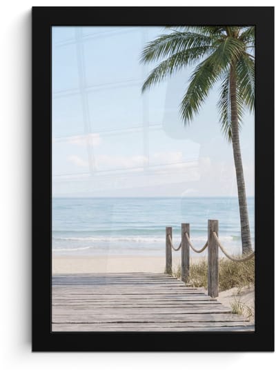 Poster in lijst - Fotolijst 20x30 cm - Posters - Palmbomen - Pad - Horizon - Posterlijst zwart - Decoratie - Wanddecoratie woonkamer - Muurdecoratie slaapkamer