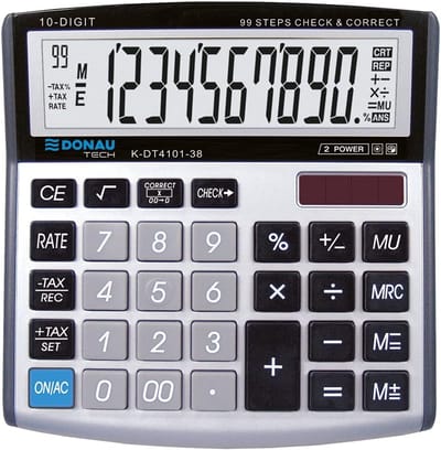 Taf calculator met 10-cijferige weergave en wortelfunctie - Compact ontwerp - Zonne-energie en batterij