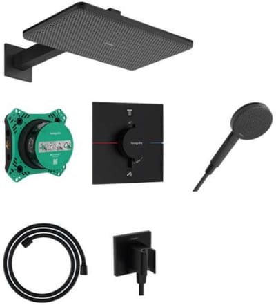 Hansgrohe Raindance Alive Q - Doucheset met inbouwthermostaat, met huis, 21x34 cm, 3 stralen, matzwart 24620670