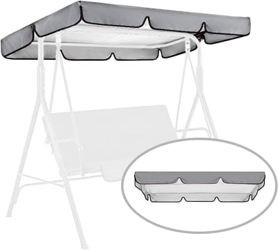 Luifel-Schommelbank - Vervangende schommelkap - voor buitenpatioschommelstoel - met 2/3 zitplaatsen - waterdichte hoes voor schommelstoel op de veranda - hoes voor tuinhangmat - hoes voor zitmeubelen - bovenafdekking - 210D - grijs - 190*132*15 cm