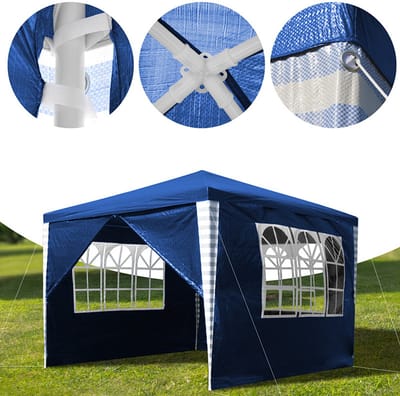 Partytent ,Paviljoen,3X3,Waterdicht,met Zijwanden,Weerbestendig,blauw