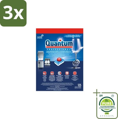 3 x Finish – Vaatwastabletten – Quantum Pro All-in-One – 125 Capsules - Grootverpakking - Vaatwastabletten - Professionele Vaatwasser - Korte Wascycli - Reinigingskracht - Hygiëne