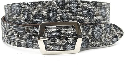 Dames jeans riem zwart/blauw 3.5 cm breed - Leer - Jeans riem - Casual - Maat 85