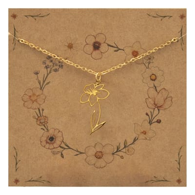 Bixorp Geboortebloem Ketting Maart / Narcis - Goudkleurig Roestvrij Staal - Bloem Cadeau voor Dames & Meisjes