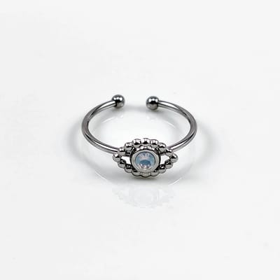Turks Oog Ring - Transparante Lichtblauwe Zirkonia - Witgoudkleurig Verguld RVS - Dottilove Smalle Dames Ring
