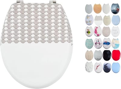 Toiletbril Hout - Zitting Toilet - Badkamer Vernieuwen - Duurzame Scharnieren - 46x37cm - Wit