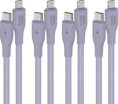 Usb C naar Lightning kabel - 1m - 4 stuks - Paars - Gevlochten - Sterk