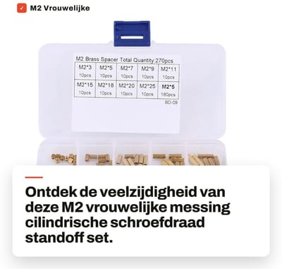 Dailygoods - M2 Vrouwelijke Messing Cilindrische Schroefdraad Standoff - Compleet Assortiment - 270 Stuks - Handige Opbergdoos - Perfect voor Bevestig...