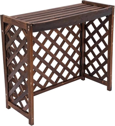 Houten Privacyscherm - Airco Omkasting Plantenbak - Buiten Decoratie - Gecarboniseerd Grenenhout - 100x43x94 cm - Bruin