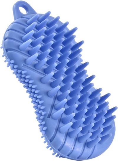 Lichaamsborstel | siliconen lichaamsborstel | babybad siliconenborstel | exfoliërende lichaamsborstel voor het wassen van haar en baden | multifunctionele massageborstel | blauw en roze