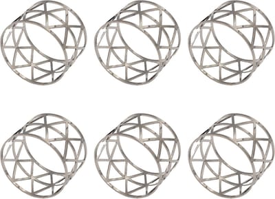 Intirilife servetringen 6 stuks van roestvrij staal in zilver - 4,5 x 3 cm - servethouderset servetgesp driehoekpatroon tafeldecoratie servetdecoratieset