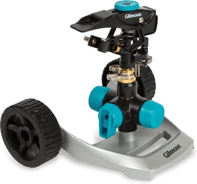 Circulaire Sprinkler - Wiel Sproeier - Gazon Besproeien - Verstelbaar Dekkingsgebied - 30.8 cm Hoog - Zwart Aqua