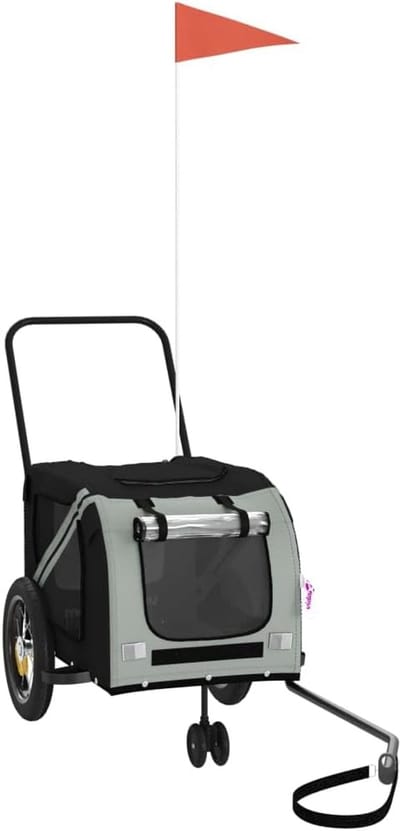 Hondenfietskar - Hondenbuggy - Veilig Vervoer - Waterafstotend Oxford - 122x52x53cm - Grijs Zwart