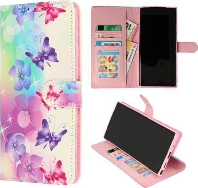 Cityhoesje – iPhone 16 – Bookcase - Pasjeshouder - Vlinder Bloemen