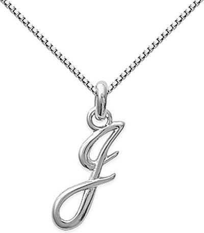 Amanto Ketting Letter J - 925 Zilver Gerhod. - Alfabet - 6x20mm - 50cm