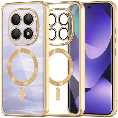 Hoesje geschikt voor Xiaomi Redmi Note 15 4G/5G / Xiaomi Poco M8 - Techsuit Luxury Crystal Back Cover - Geschikt voor MagSafe - Transparant/Goud