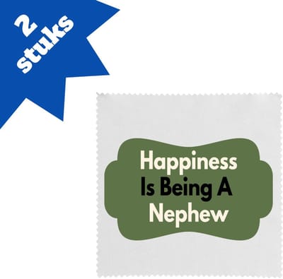 Akyol - happiness is being a nephew brillendoekjes - Neef - de liefste neef - verjaardag - cadeautje voor neef - neef artikelen - kado - geschenk - 17,8 bij 17,8 cm - 2 stuks
