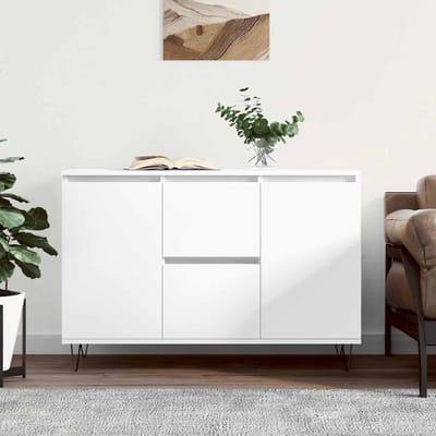 vidaXL - Dressoir - 101,5x35x70 - cm - bewerkt - hout - wit