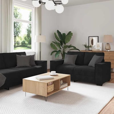 vidaXL - 2-delige - Loungeset - met - kussens - fluweel - zwart