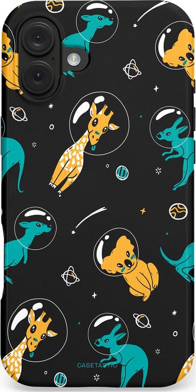 Casetastic hoesje geschikt voor Apple iPhone 16 Plus - MagSafe - Dubbellaagse bescherming - Donkere Ruimte Safari - Fashion Case - Zwart Petrol