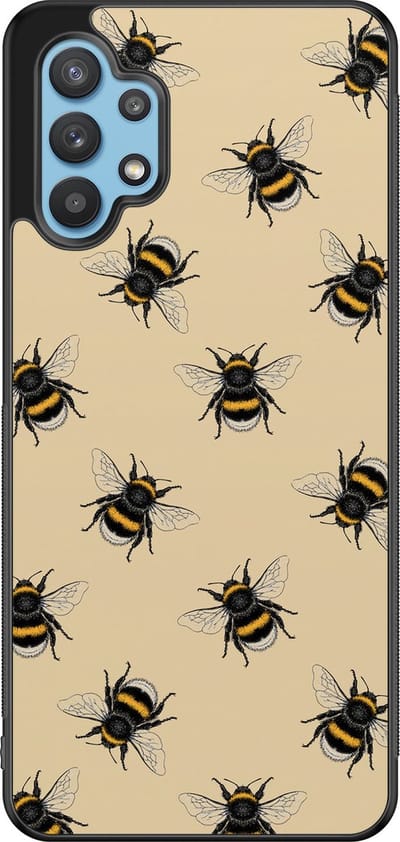 Leuke Telefoonhoesjes - Hoesje geschikt voor Samsung Galaxy A32 5G - Bijen print - Backcover zwart - Print / Illustratie - Bruin