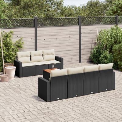 vidaXL - 8-delige - Loungeset - met - kussens - poly - rattan - zwart