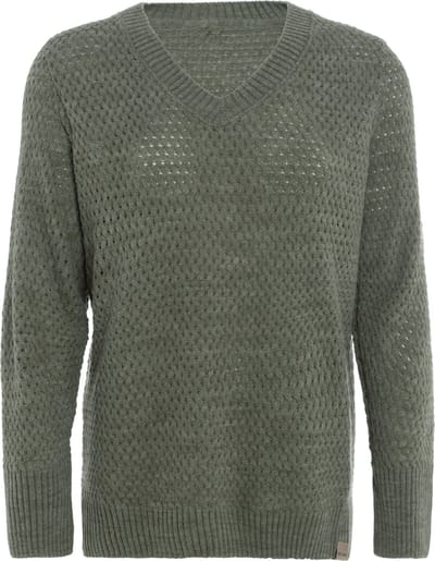 Knit Factory Ilse Gebreide V-hals Trui Gebreide Dames Trui - Grof gebreid - Trui dames winter - Pullover dames - lange mouw - Wintertrui - Damestrui - Boothals - Urban Green - 36/38