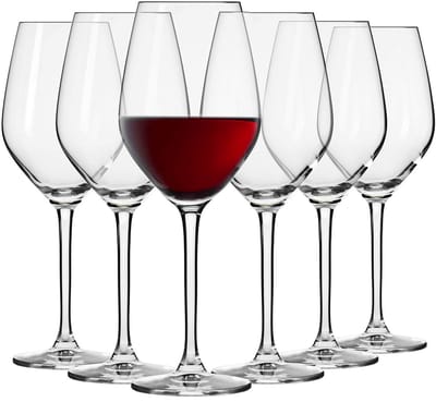 KROSNO | Kleine Rode Wijnglazen | Set van 6 - 300 ml | Splendour Collectie | Kristalglas | Perfect voor Thuis, Restaurants en Feesten | Vaatwasser Veilig