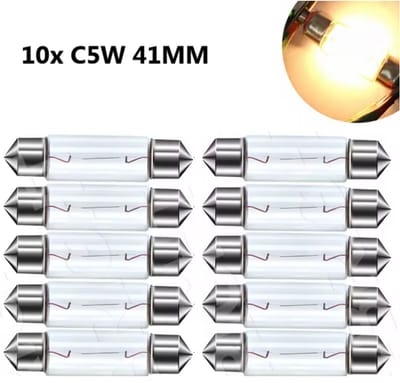 TLVX 10 stuks 41mm C5W Origineel Halogeen Festoon Buislampen - Interieur Lampen - Kofferbak verlichting - Interieurverlichting - Auto Lampen - 3000K Warm Wit Licht - Geel - 12V - Buis Lampje – Instapverlichting - Dakhemel Gloeilamp (10 stuks)