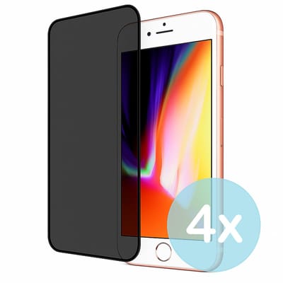 Privacy Screenprotector Geschikt voor iPhone 8 – Anti-Gluren – Krasbestendig Gehard Glas 9H – Volledige Dekking – 4-Pack – FuturiQ