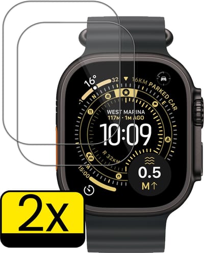 Screenprotector - 2 Stuks - Geschikt voor Apple Watch Ultra 3 (49 mm) - Sterk & Shockproof - Tempered Glass - Beschermglas Screen Cover - Gehard Glas - Bescherm Protector voor Smartwatch