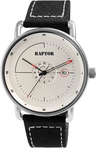Raptor herenhorloge textiel met textielen horlogeband, datumaanduiding, 5 ATM