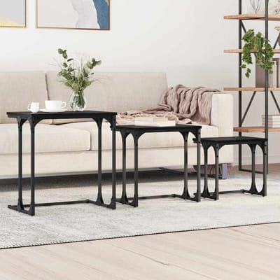 vidaXL - Nest - Koffietafel - 3 - st - Zwart - eiken - 50.5 - x - 35 - x - 53 - cm