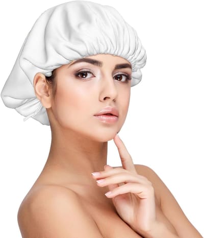 Slaapmuts Satijn - Nachtmuts Bonnet - Haarbescherming Nacht - Dubbellaags Ontwerp - One Size - Zwart