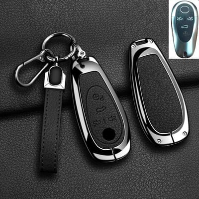 Nouveau Étui de Protection pour Clé de Voiture à Distance Mode Pour Morris Garages Mg Cyberster Alliage de Zinc Cuir Coque de Protection Porte-clés Accessoires black