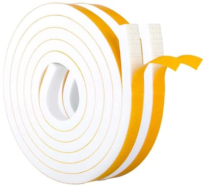 SnelShoppen - Zelfklevende Sealing Tape voor Deuren en Ramen, Foam Strip 12 x 10 mm, 4 m, Wit, Geluidisolatie, Waterdicht, Rubber Sealing Strip voor W