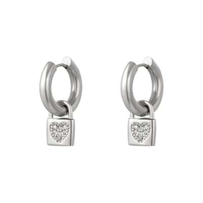 Oorbellen Hartslot Zilver