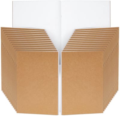 Blanco Notitieboekjes - Kraft Papier - Tekenen Schetsen - Ongelijnde Vellen - 24 Stuks - Natuurlijk