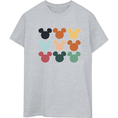 Disney Dames/Dames Mickey Mouse Hoofden Vierkant Katoenen Vriendje T-shirt (Sportgrijs)