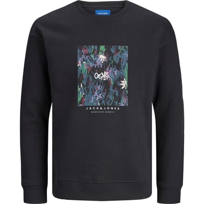Jack&Jones - Heren - Sweatshirt Crewneck Jorsilverlake Erkek - Grijs/Zwart - Maat L