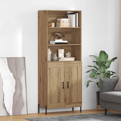 vidaXL - Highboard - Artisan - Eiken - 69,5 - x - 32,5 - x - 180 - cm - Bewerkt - hout