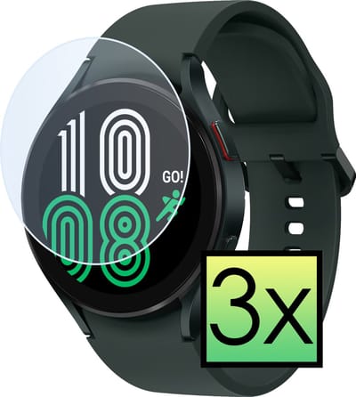 Screenprotector - 3 Stuks - Geschikt voor Samsung Galaxy Watch 4 44 mm - Extra Sterk - Tempered Glass - Gehard Glas - Beschermglas Screen Cover - Bescherm Protector voor Smartwatch