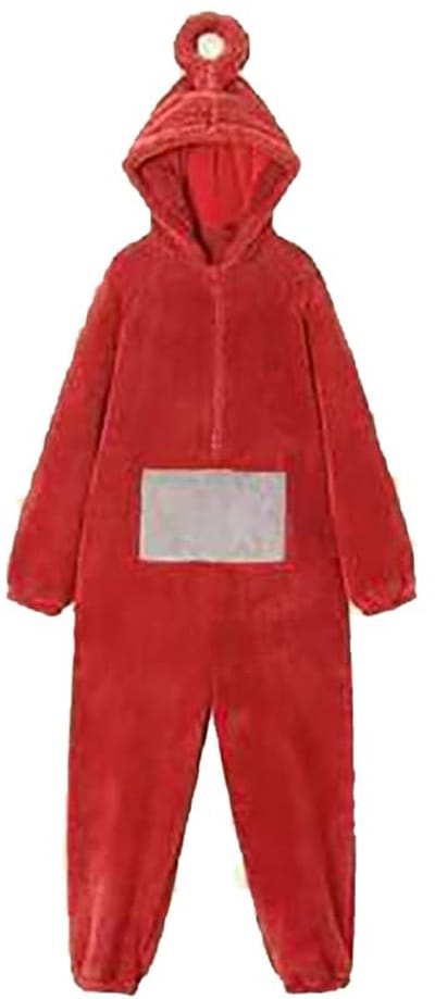 Kraftverdia Teletubbies Winter Pluchen Onesie Dierenpak - Cartoon Kerstman Halloween Kostuum - Unisex Luierpak Volwassenen - Warm Slaappak Mannen Vrouwen - Kerst Pyjama Dierencostuum - Feestkleding Carnaval