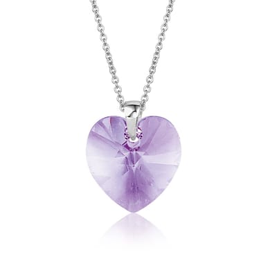 Montebello Ketting Fleur HZ113 - Swarovski Hart - 925 Zilver Gerhod. - Ø14mm - 50cm