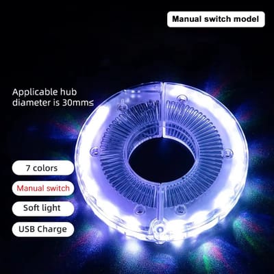 LED fietswiel licht – 7 kleuren 15 modi oplaadbare spaakverlichting met handmatige schakelaar voor maximale fietsveiligheid en zichtbaarheid