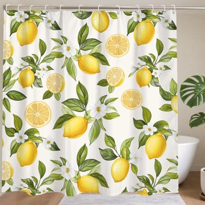 Dailygoods- Douchegordijn Waterdicht 183x183 cm - Gele Citroenen - Badkameraccessoires - Polyester - Moderne Decoratie - Duurzaam en Huidvriendelijk - Badgordijn