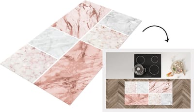 Keukenloper - Loper keuken - Marmer - Collage - Luxe - 120x60 cm - Keukenloper vinyl