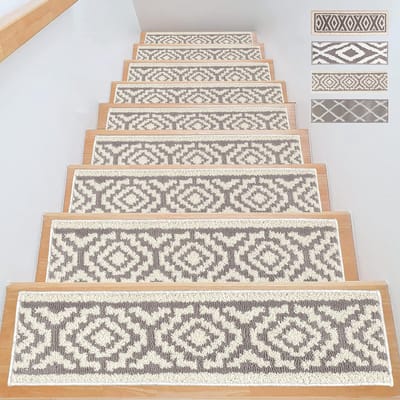 Traptreden matten - trapmatten binnen set van 15 71 x 21 cm groot zacht traptapijt met antislip tapijtachterkant | traptapijt modern extra dik 1 cm comfortabel voetgevoel