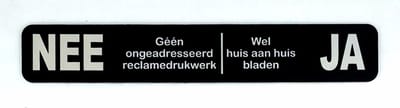NEE JA Sticker Brievenbus - Brievenbus Sticker - Geen Reclame Sticker - Zwart Wit - Zelfklevend - 150 mm x 25 mm x 1,6 mm - YFE-Design