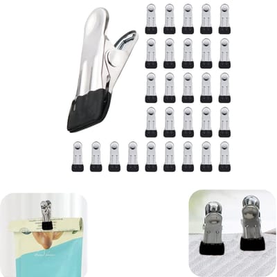 30 stuks klemmen - wasknijpers - afsluitklemmen - documentklemmen - metalen wasknijpers - antislip - roestvrij - afneembaar - herbruikbaar - opbergaccessoires - geschikt voor wasserij, badkamer, balkon (zwart, 5,5*2,3 cm)